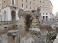Close up image of the Roman amphitheatre in Lecce, Puglia, Southern Italy Royalty Free Stock Photo