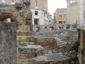 Close up image of the Roman amphitheatre in Lecce, Puglia, Southern Italy Royalty Free Stock Photo