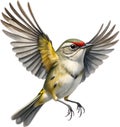 Ruby-crowned kinglet bird. Bird clipart. AI-generated. Royalty Free Stock Photo