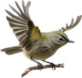 Ruby-crowned kinglet bird. Bird clipart. AI-generated. Royalty Free Stock Photo
