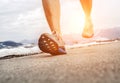 Close up image runner legs in running shoes Royalty Free Stock Photo