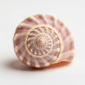 A close-up image of a sea shell with a spiral shape, featuring a pink and white striped pattern. Royalty Free Stock Photo