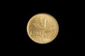 An old Italian lira coin shot against a black background Royalty Free Stock Photo