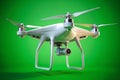 White Drone in Flight Against Green Screen Perfect for Animation 3D Modeling Visual Effects Projects Royalty Free Stock Photo