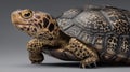 Spotted Turtle on Grey Background, Close-Up of Shell and Eye with Detailed Texture.Generative AI Royalty Free Stock Photo