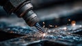 Close-Up of Metal Cutting Tool Sparking During Industrial Process Royalty Free Stock Photo