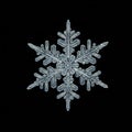 A close-up image of a snowflake displaying intricate geometric patterns. The Royalty Free Stock Photo