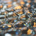 A close-up image of soap bubbles forming a connected hexagonal pattern. The surface reflects light, Royalty Free Stock Photo