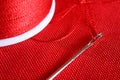 Red Thread and Sewing Needle Royalty Free Stock Photo