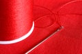 Red Thread and Sewing Needle Royalty Free Stock Photo