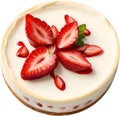 Strawberry cheesecake. Close-up image of a strawberry cheesecake. Generative AI. Royalty Free Stock Photo