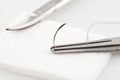 Close Up Image of A Surgical Suture With Scissors Royalty Free Stock Photo