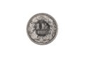 A Swiss one franc coin isolated on a white background Royalty Free Stock Photo