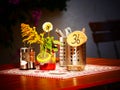 Image of a table setting in a german bavarian beergarden Royalty Free Stock Photo