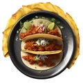 Close-up image of Tacos al pastor food clipart. Ai-Generated.