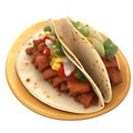 Close-up image of Tacos al pastor food clipart. Ai-Generated.