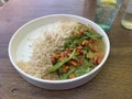 Close up image of a Thai vegetable curry served with brown rice Royalty Free Stock Photo