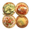 Close-up image of Tostadas food clipart. Ai-Generated.