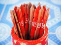 Traditional bamboo fortune sticks Royalty Free Stock Photo