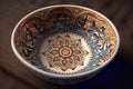 Close up image of traditional Moroccan bowl.