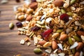 a close-up image of a trail mix with assorted grains