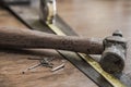 Close-up image of typical carpenters DIY tools. Royalty Free Stock Photo