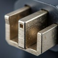 Close-up image of a USB Type-B connector. The metallic plug has a rectangular shape Royalty Free Stock Photo