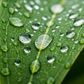 A close up image of a vibrant green leaf adorned with water droplets Royalty Free Stock Photo