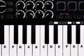 Close up image midi electronic musical keyboard