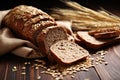 a close-up image of whole grain bread slices and seeds Royalty Free Stock Photo