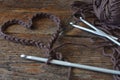 Crochet Heart Symbol and Crochet Hook Royalty Free Stock Photo