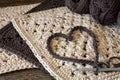 Crochet Heart Symbol and Crochet Hook Royalty Free Stock Photo
