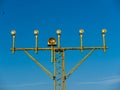 Close-up Image of airport signal lights for airplanes with blue sky