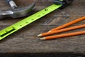 Tape Measure and Three Wooden Pencils Royalty Free Stock Photo