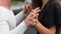 Close-up image of a young couple holding hands Royalty Free Stock Photo