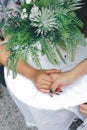 Close up image of young couple holding hands having date at cafe Royalty Free Stock Photo