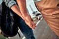 Close-up image of a young couple holding hands Royalty Free Stock Photo