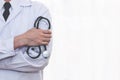 Close up  images of Asian male doctor holding stethoscope Royalty Free Stock Photo