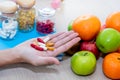 Close up images of nutritionists are showed Vitamin pills Royalty Free Stock Photo