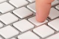 Close-up index finger is pressing a computer keyboard key Royalty Free Stock Photo