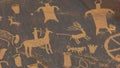 Close up of a hunting scene at newspaper rock in utah Royalty Free Stock Photo