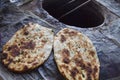 Close-up of Indian breads (Kulcha), Amritsar, Punjab, India