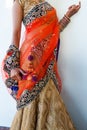 Close up of Indian Bride in a modern fashionable sari Royalty Free Stock Photo