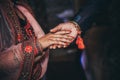 Close up of Indian couples hands at a wedding Royalty Free Stock Photo