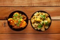 Close-up of Indian vegetarian classic combination of dishes Jeera Aloo Potatoes in cumin Flavored and spicy Potato and Tomato