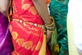 Close up of Indian Wedding Saree and Jewelry