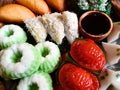 close-up of Indonesia traditional cakes