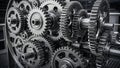 Close-up of Industrial Gears in a Mechanical System Royalty Free Stock Photo