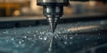 Close up of industrial milling machine cutting metal Royalty Free Stock Photo