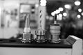 Close-Up of Industrial Tools in Black and White Royalty Free Stock Photo